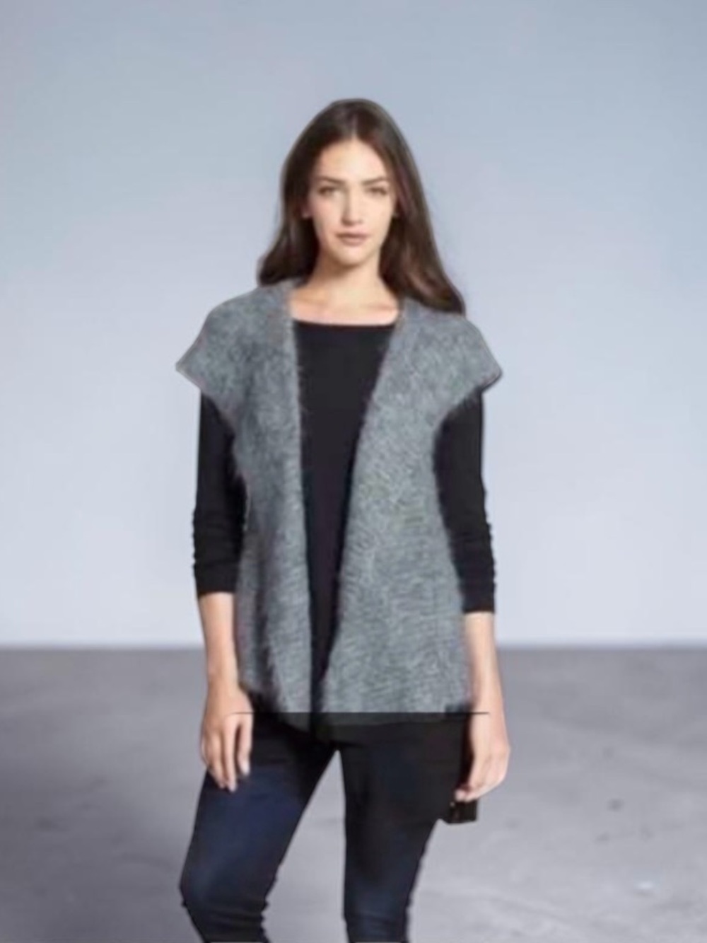 EILEEN FISHER Suri Alpaca Silk Mesh Hooded Cardigan Size XL